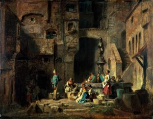 Kuyudaki çamaşırcı kadınlar by Carl Spitzweg