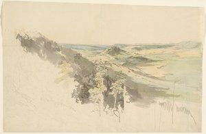 Landsberg Kalesi ile tepelik manzara by Carl Wagner
