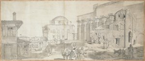Hadrian Kütüphanesi ve Atina'daki Ulu Cami by Carl Wilhelm Freiherr von Heideck
