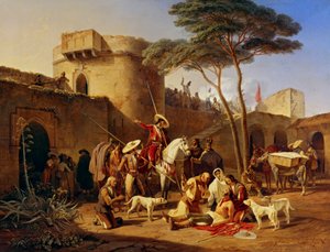 Bir kalede İspanyol gerillalar by Carl Wilhelm Freiherr von Heideck