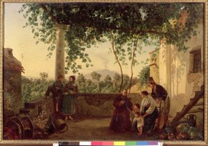 Napoli yakınlarındaki Vezüv Yanardağı Manzaralı Bir Evin Terası, 1833