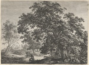 Oturan Balıkçı ile Dev Meşe by Carl Wilhelm Kolbe