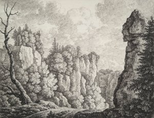Bir Hermit ile Kayalık Manzara