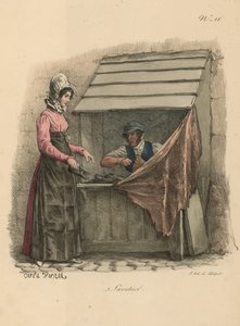 Bir durak arkasında oturan ayakkabıcı by Carle Vernet