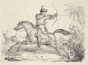 Atlı Geyik Avında Kazaklar, 1821-36. by Carle Vernet