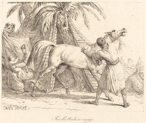 Arap aile seyahat by Carle Vernet