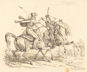 Bir Kazak Vurucu Hussar by Carle Vernet
