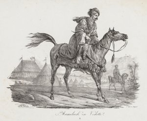 Büyük Atlar Takımı: Mounted Mameucke, c. 1818. by Carle Vernet