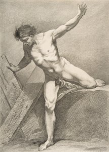 Bir Akademi: Bir Tahtaya Yaslanmış Uzun Adımlı Adam, 1742-43. by Carle van Loo