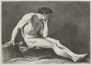 Kafası Elinde Oturan Adam by Carle van Loo