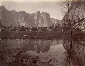 Katedral Kayaları, Yosemite, yak. 1872, basılmış yaklaşık. 1876. by Carleton E. Watkins.