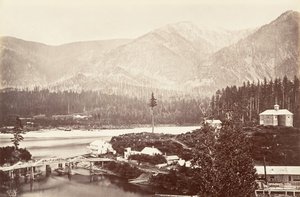 Cascades, Oregon, 1867, basılmış yakl. 1876. by Carleton Emmons Watkins