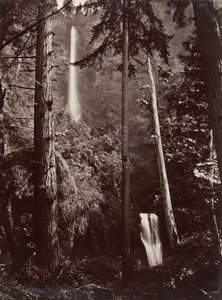 Multnomah Falls, Oregon, 1867, daha sonra basıldı. by Carleton Emmons Watkins