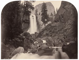 Piwyac, İlkbahar Sonbaharı, 300 fit, Yosemite, 1861. by Carleton Emmons Watkins