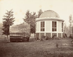Büyük Bir Ağacın Kütüğü Üzerindeki Ev, 1865-66, yaklaşık olarak basılmıştır. 1876. by Carleton Emmons Watkins