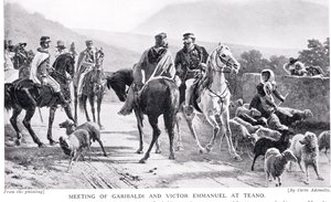 Garibaldi ve Victor Emmanuel'in Teano'da buluşması, 'Hutchinson's History of the Nations'dan bir örnek