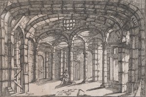 1680-1710 yıllarında bir kadının oturduğu bir hapishanenin içi.