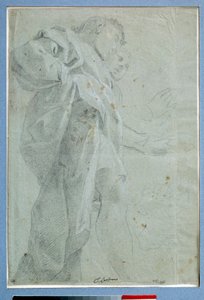 Perdeler ayakta duran iki adam Mürekkeple çizim ve Carlo Bononi (1569-1632) Dim. 0,27 x 0,39 m Paris. Louvre müzesi