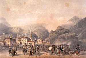 1859'da Susa'daki Fransız kampı, Carlo Bossoli (1815-1884), gravür. İkinci Bağımsızlık Savaşı, İtalya 19. yüzyıl. by Carlo Bossoli