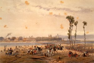 1859'da Vercelli'de Sesia'yı geçen Fransızlar, Carlo Bossoli (1815-1884), gravür. İkinci Bağımsızlık Savaşı, İtalya by Carlo Bossoli