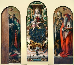 Madonna ve Çocuk ve Azizler Peter ve Paul, Ansovino ve Jerome by Carlo Crivelli