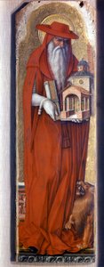 Aziz Jerome, piskopos kostümü giyiyor (şapka). Predelle Demidoff, Carlo Crivelli (1430/35 - 1494). 1476. by Carlo Crivelli