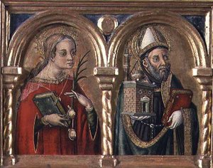 Aziz Agatha ve Aziz Augustine (predella paneli) (57606 detayı) by Carlo Crivelli