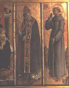 Aziz Sylvester ve Aziz Francis, San Silvestro poliptiğinden detay by Carlo Crivelli