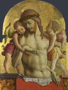 İki Melek tarafından desteklenen Ölü İsa by Carlo Crivelli