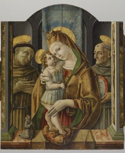 Azizler ve Donörlü Bakire ve Çocuk, c.1490 (panelde tempera ve altın varak) by Carlo Crivelli