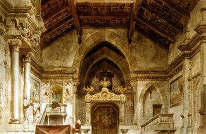 Bir opera için set tasarımı (kağıt üzerine sulu boya) by Carlo Ferrario