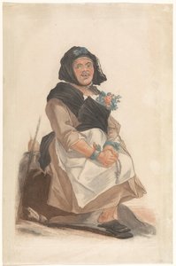 Als vrouw verklede adam rozenkrans, zittend Basana ile tanıştı (nesne üzerindeki başlık) by Carlo Lasinio