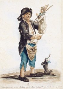 Kuklacı Pierannizzi, çizim ve renkli gravür Carlo Lasinio (1759-1838), İtalya