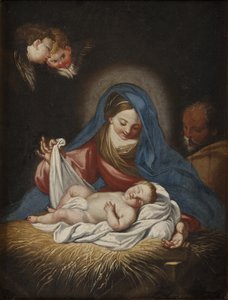 La Nativite - Doğuş, Maratta (Maratti), Carlo (1625-1713) tarafından. Tuval üzerine yağlıboya. Boyut : 28x21 cm. Ulusal Müze Stockholm
