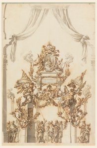 Sardunyalı Charles Emanuel III için Katafalk Tasarımı by Carlo Marchionni