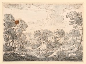 Çizim, Ormanlık Alanda Bir Köylünün Konutu, 1750-1770 by Carlo Marchionni