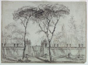 Çizim, Bir villanın kapısında, 1770-86 by Carlo Marchionni
