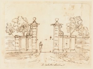Çizim, Bir Villa Kapısı için Tasarım, 1750-55 by Carlo Marchionni