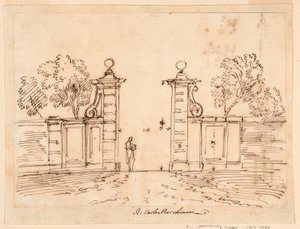 Çizim, Bir Villa Kapısı için Tasarım, 1750-55 by Carlo Marchionni