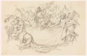 Çizim, Yazıt yeri olarak bir kumaş tasarımı, 1750-86 by Carlo Marchionni