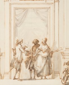 Çizim, Kuzey Portalı için Tasarım, Büyük Galeri, Villa Albani, Roma, İtalya, 1755-56 by Carlo Marchionni