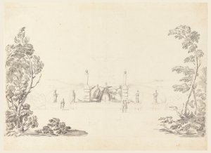 Çizim, Parkta Bir Çeşme İçin Eskiz, 1740 by Carlo Marchionni