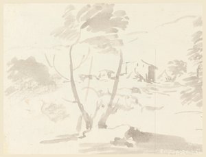 Çizim, Manzara İçinde Ağaç Krokisi, 1760-1780 by Carlo Marchionni