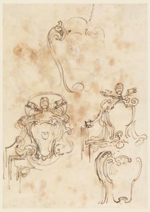 Çizim, Çerçeveler ve Kolonlar için Eskizler, 1758-69 by Carlo Marchionni