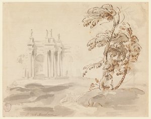 Bina ile Peyzajda Ağaç by Carlo Marchionni