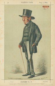 Somerset Dükü, Gururlu ve samimi ama yine de liberal ve o, Premierlerin bu en alçakgönüllülüğü altında hizmet etmeyi reddetti, 7 Ağustos 1869, Vanity Fair karikatürü by Carlo Pellegrini