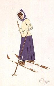 Kayakları açan kadın (renkli taş) by Carlo Pellegrini