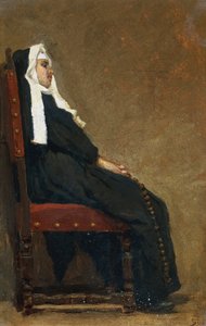 Nun, Carlo Stragliati (1869-1925), karton üzerine yağlı boya, 30.5x20.5 cm. by Carlo Stragliati
