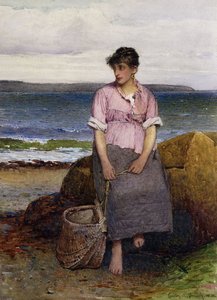 Deniz kenarında genç bir balıkçı kız by Carlton Alfred Smith