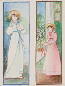 Elizabeth Bennet ve Emma Woodhouse, 2011 (kağıt üzerinde wc) by Caroline Hervey Bathurst